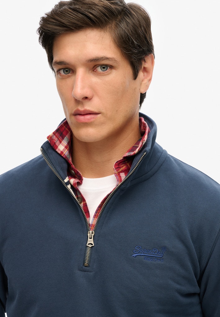 SUPERDRY ESS LOGO 1/2 ZIP - NAVY