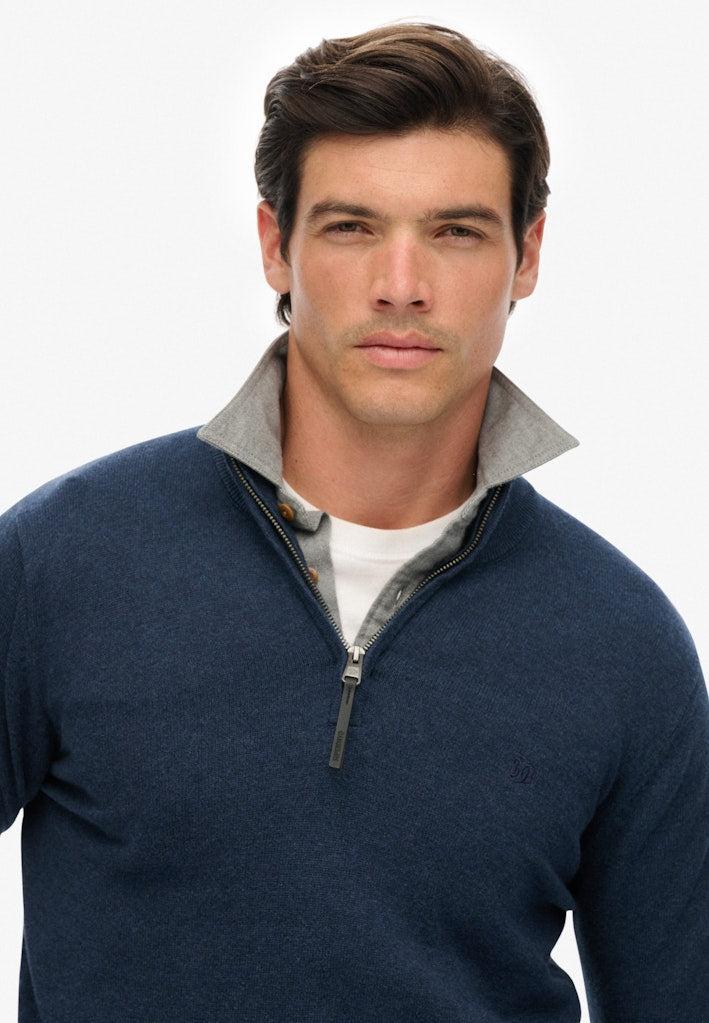 SUPERDRY ESS COTTON 1/2 ZIP - DENIM MARL