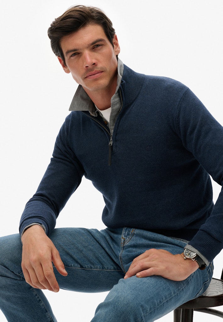 SUPERDRY ESS COTTON 1/2 ZIP - DENIM MARL