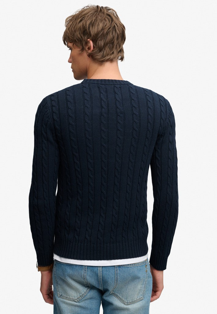 SUPERDRY COTTON CABLE KNIT CREW - NAVY