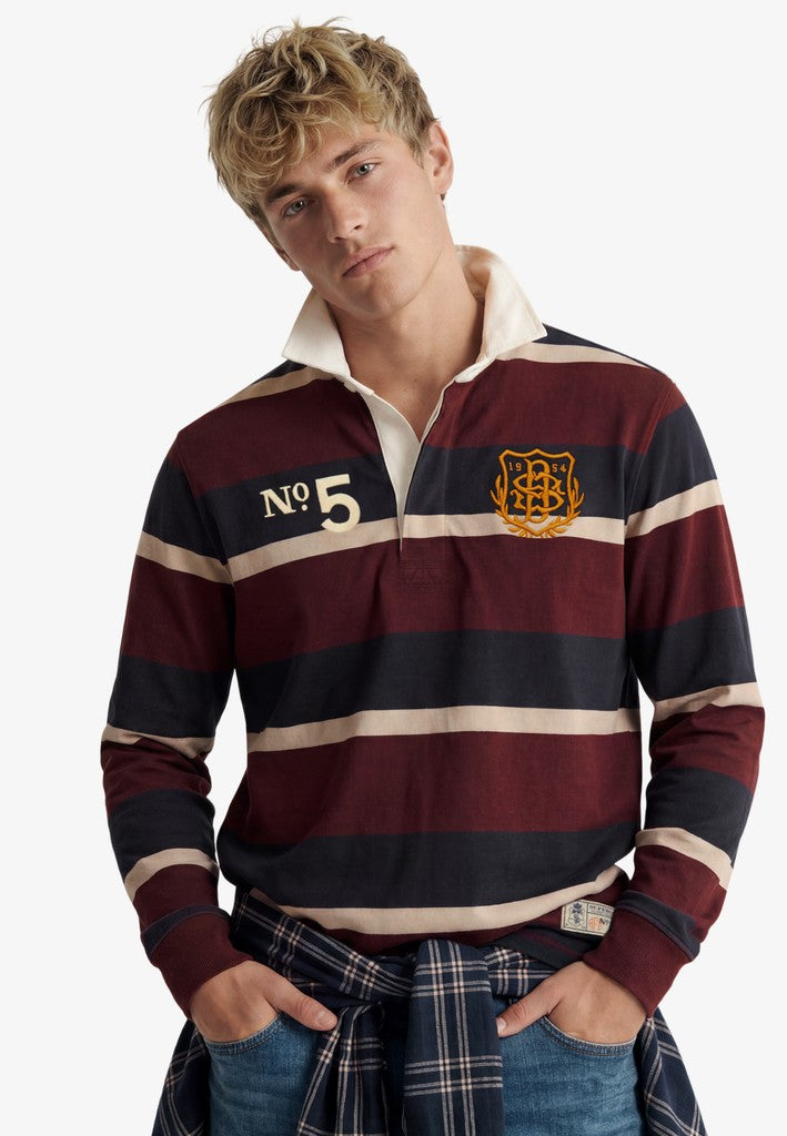 SUPERDRY DOUBLE EMBLEM STRIPE RUGBY