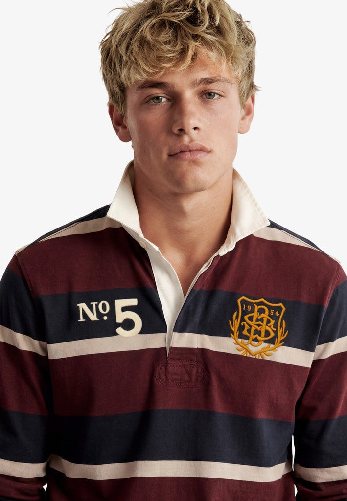 SUPERDRY DOUBLE EMBLEM STRIPE RUGBY