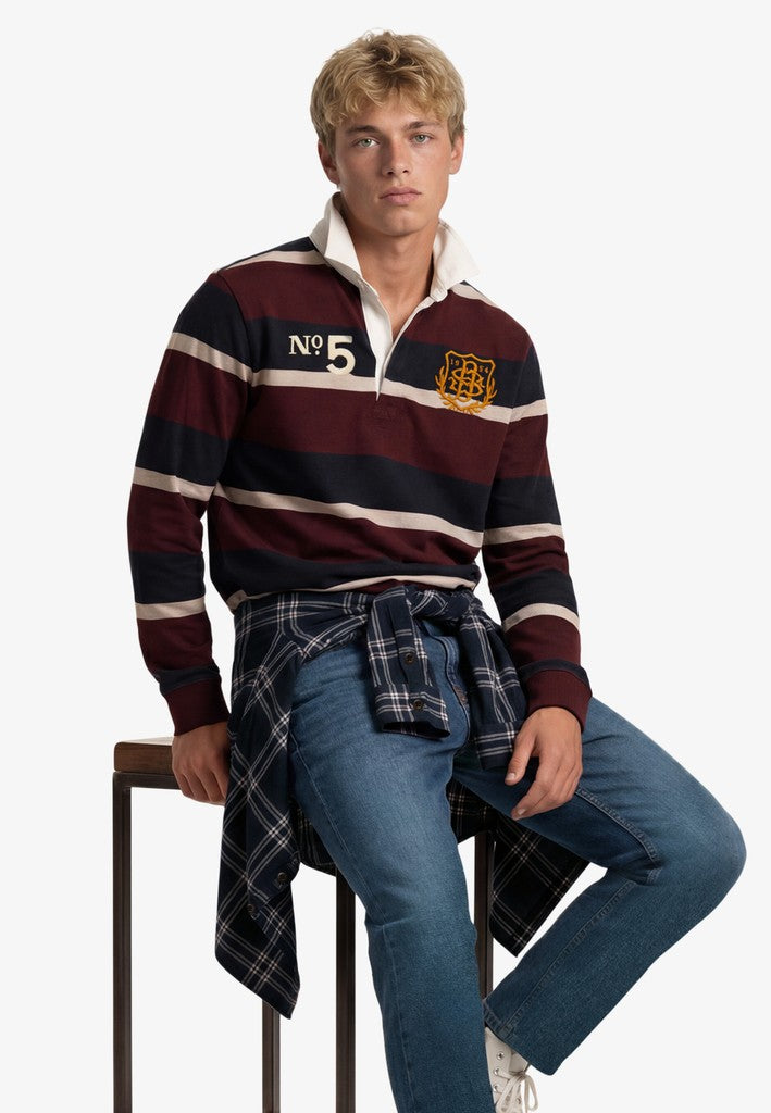 SUPERDRY DOUBLE EMBLEM STRIPE RUGBY