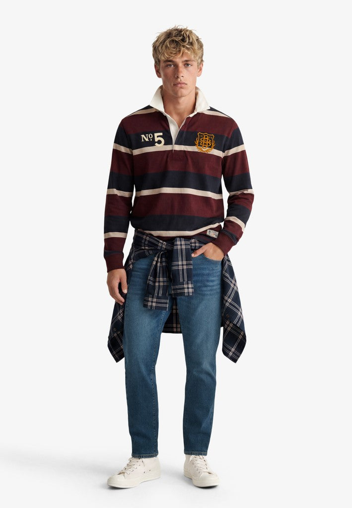 SUPERDRY DOUBLE EMBLEM STRIPE RUGBY