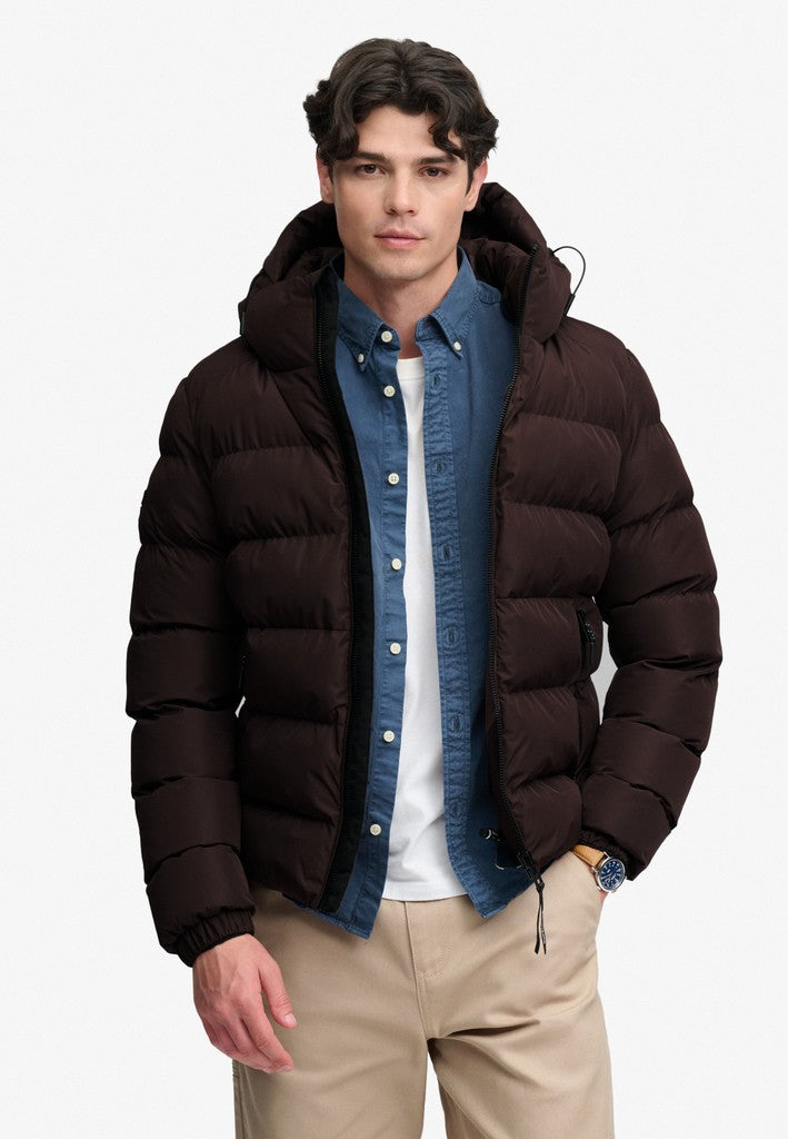 SUPERDRY HOODED SPORTS PUFFER - PLUM
