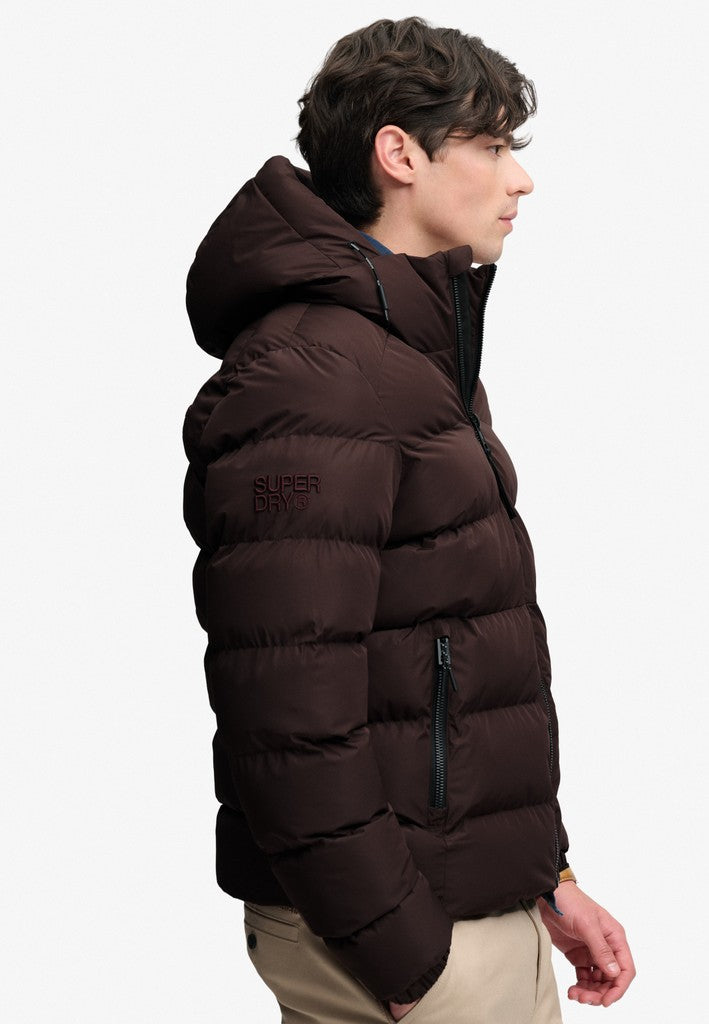 SUPERDRY HOODED SPORTS PUFFER - PLUM