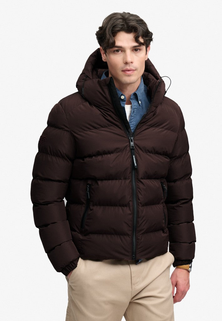 SUPERDRY HOODED SPORTS PUFFER - PLUM