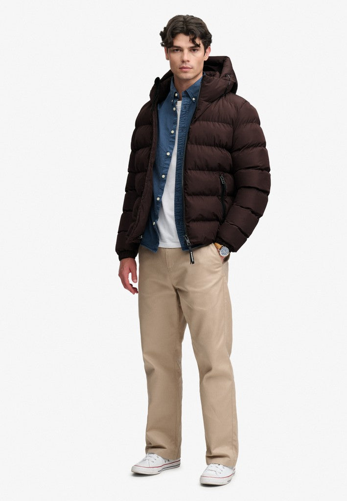 SUPERDRY HOODED SPORTS PUFFER - PLUM