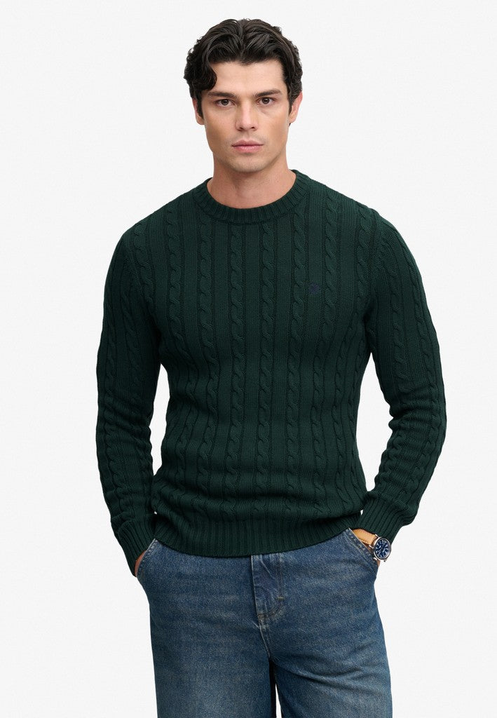 SUPERDRY COTTON CABLE CREW - GREEN