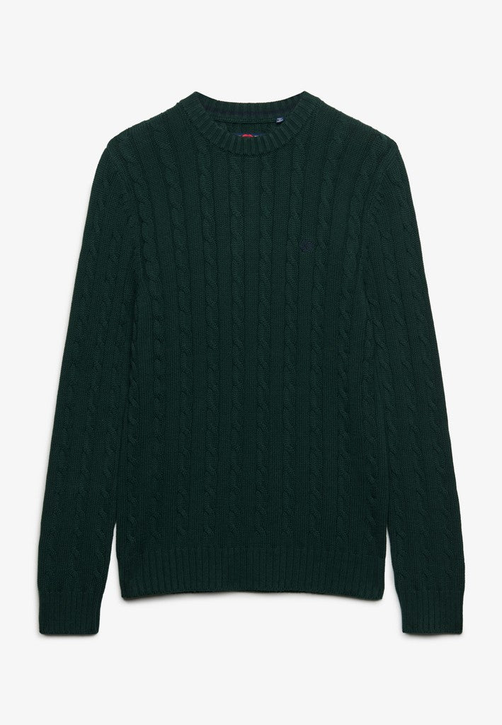 SUPERDRY COTTON CABLE CREW - GREEN