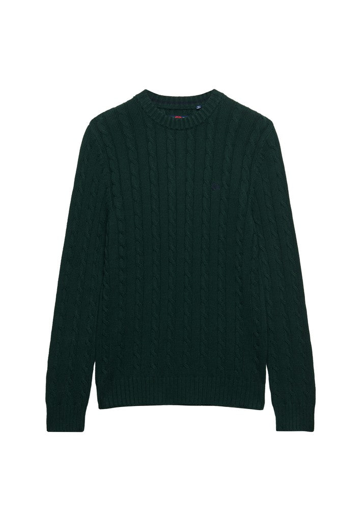 SUPERDRY COTTON CABLE CREW - GREEN