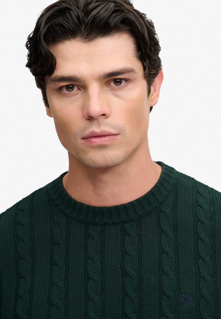 SUPERDRY COTTON CABLE CREW - GREEN