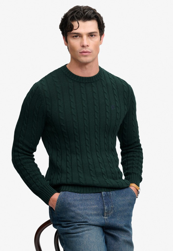 SUPERDRY COTTON CABLE CREW - GREEN