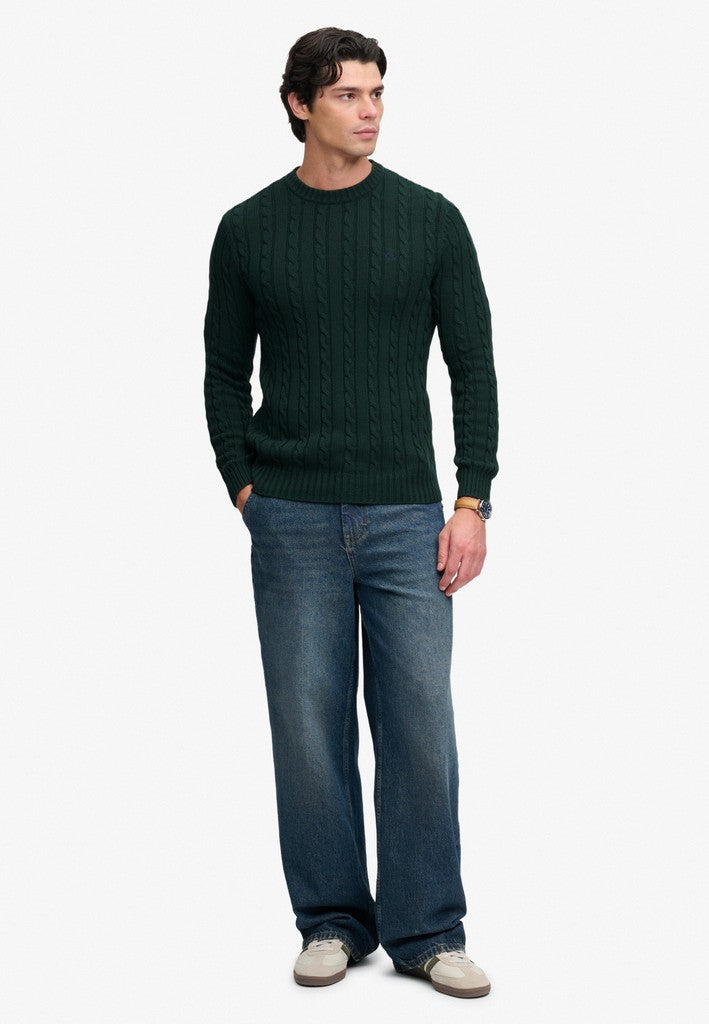 SUPERDRY COTTON CABLE CREW - GREEN