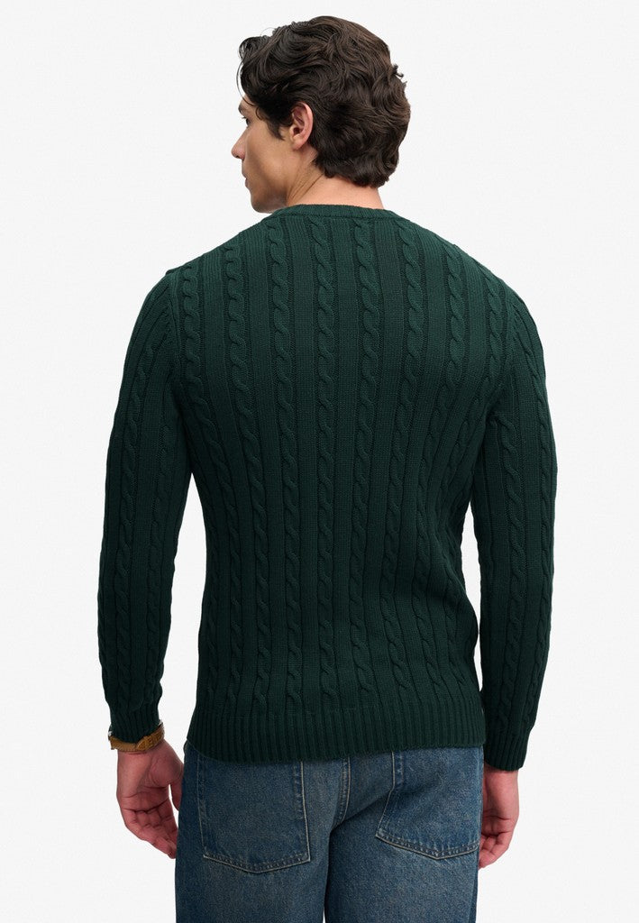 SUPERDRY COTTON CABLE CREW - GREEN