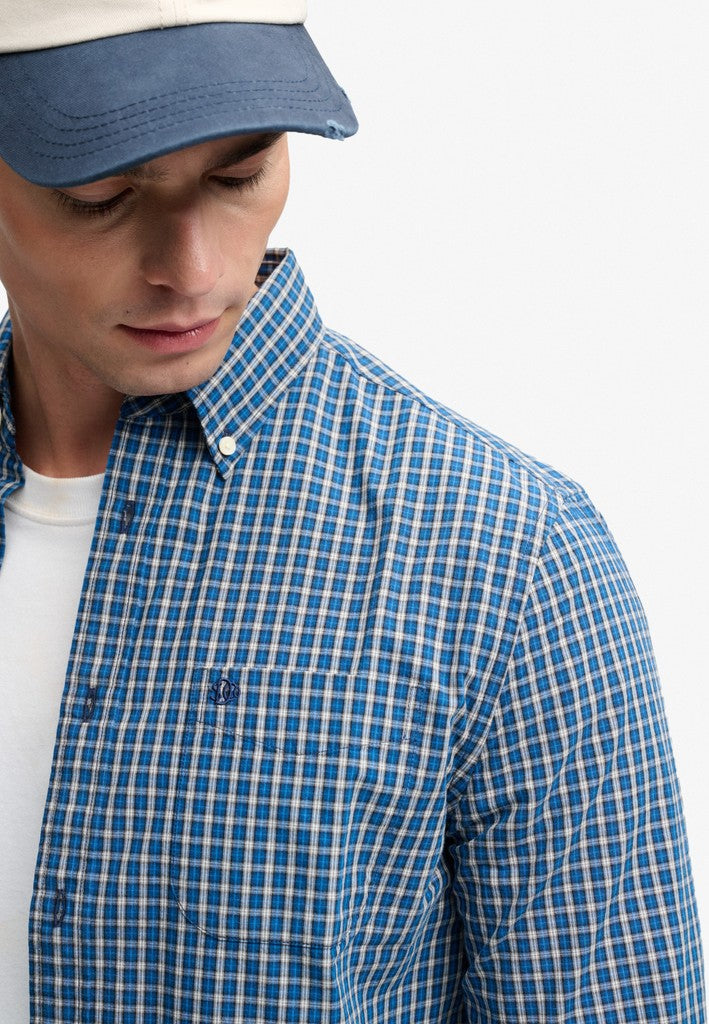 SUPERDRY PREPPY POPLIN LS SHIRT - BLUE