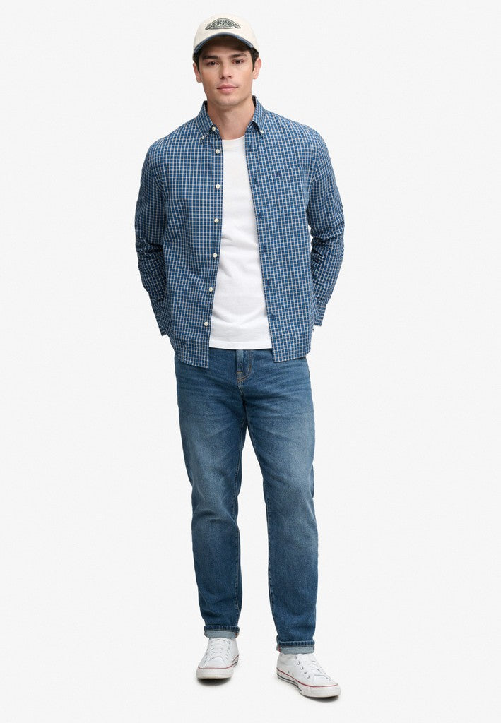 SUPERDRY PREPPY POPLIN LS SHIRT - BLUE