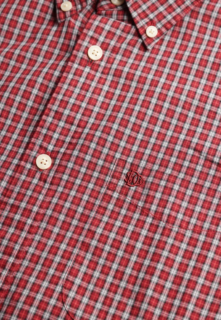 SUPERDRY PREPPY POPLIN LS SHIRT - GLEN RED