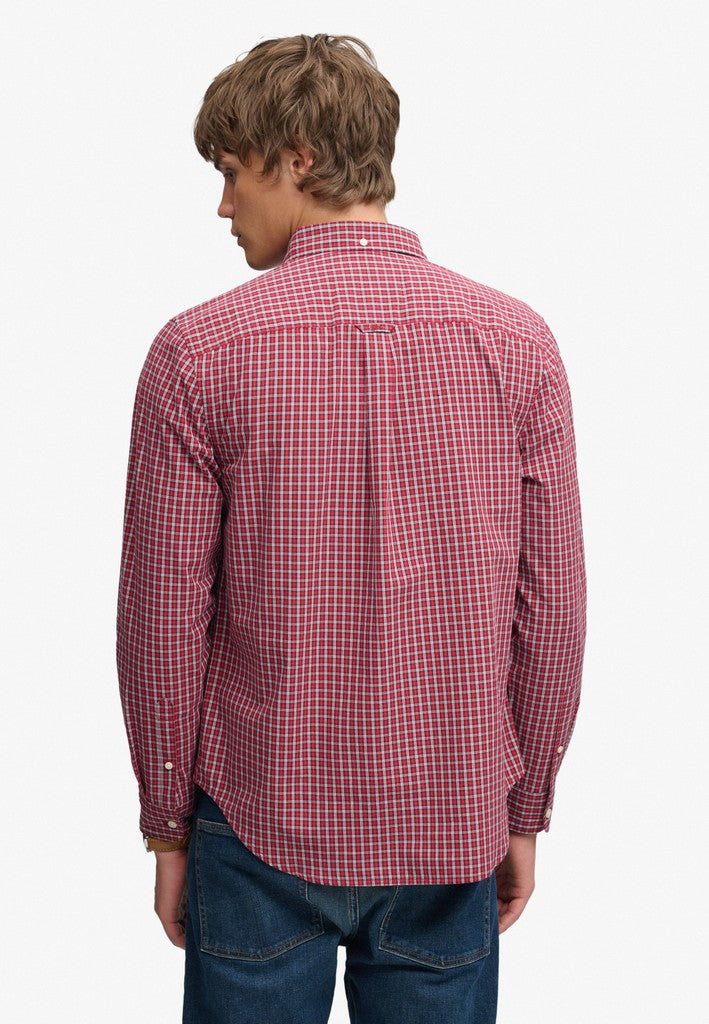 SUPERDRY PREPPY POPLIN LS SHIRT - GLEN RED