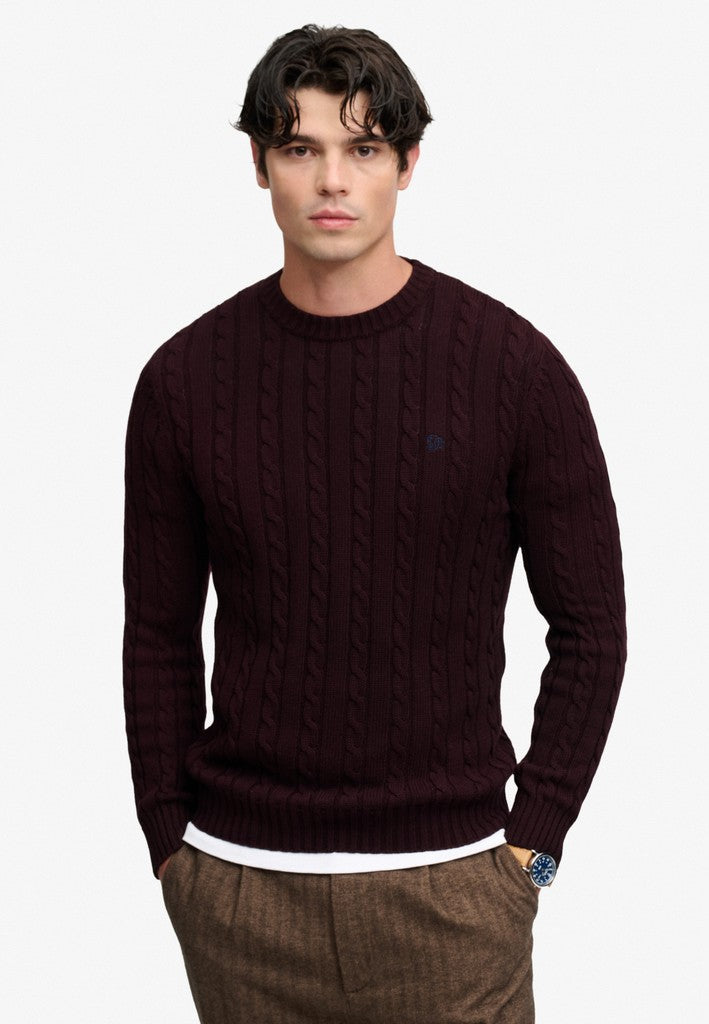 SUPERDRY COTTON CABLE CREW - PORT