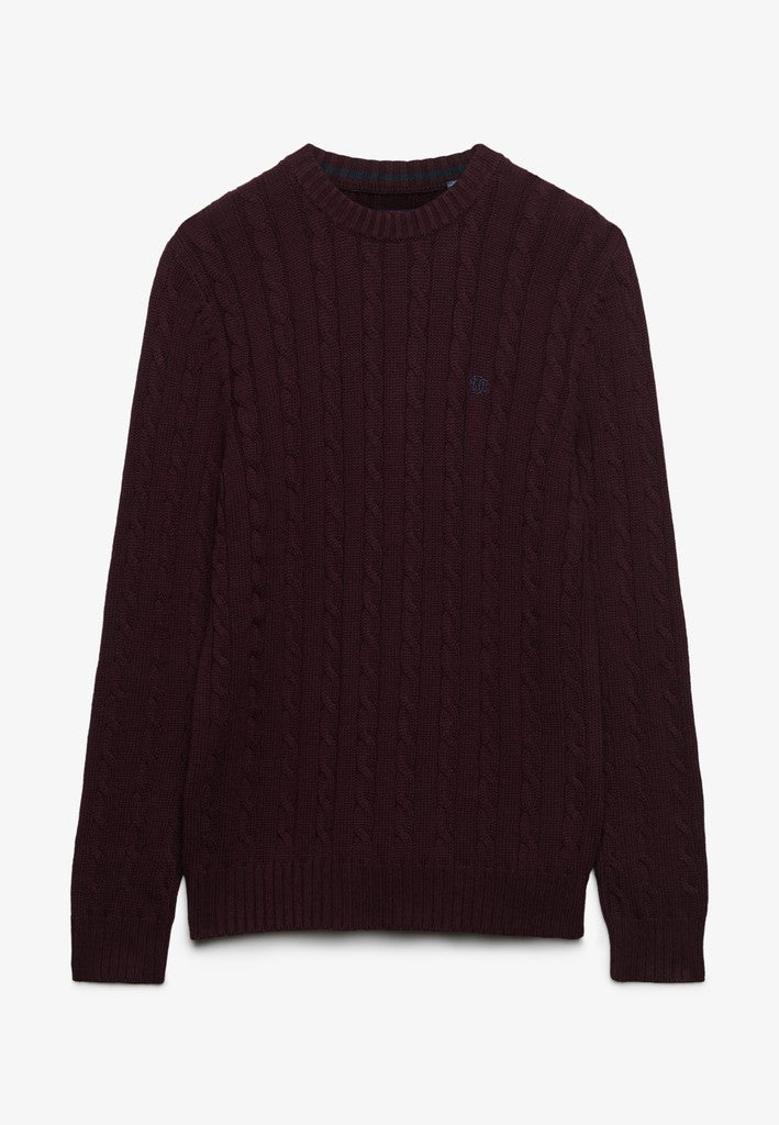 SUPERDRY COTTON CABLE CREW - PORT