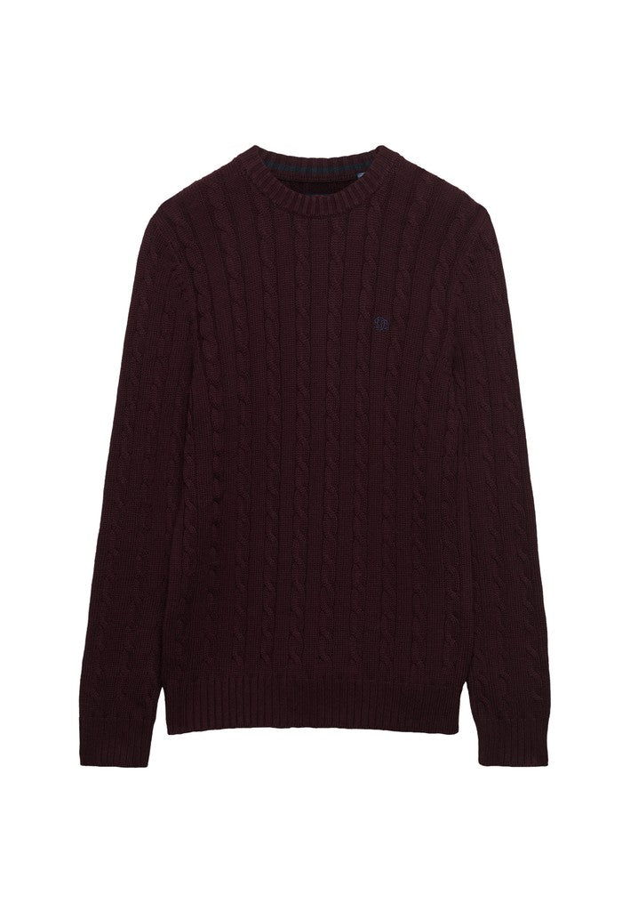 SUPERDRY COTTON CABLE CREW - PORT