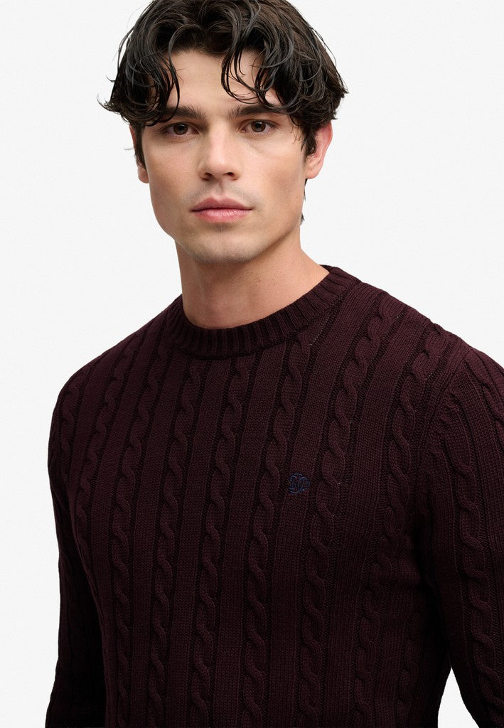 SUPERDRY COTTON CABLE CREW - PORT
