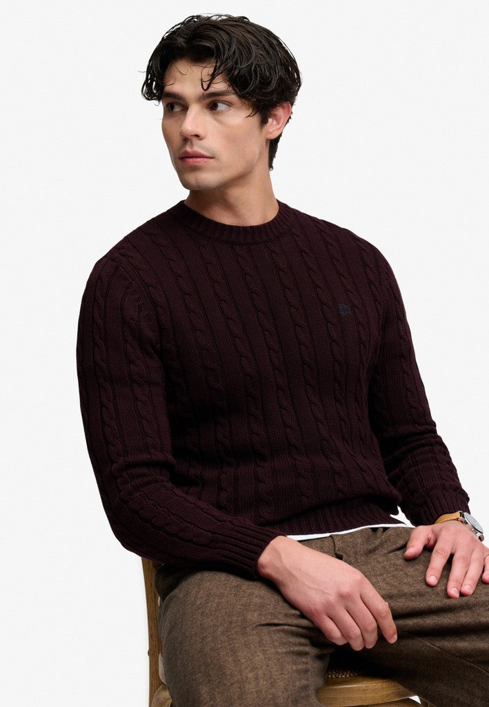 SUPERDRY COTTON CABLE CREW - PORT