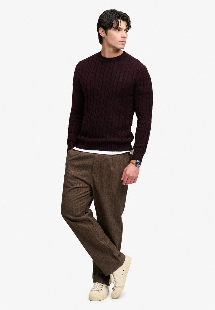 SUPERDRY COTTON CABLE CREW - PORT