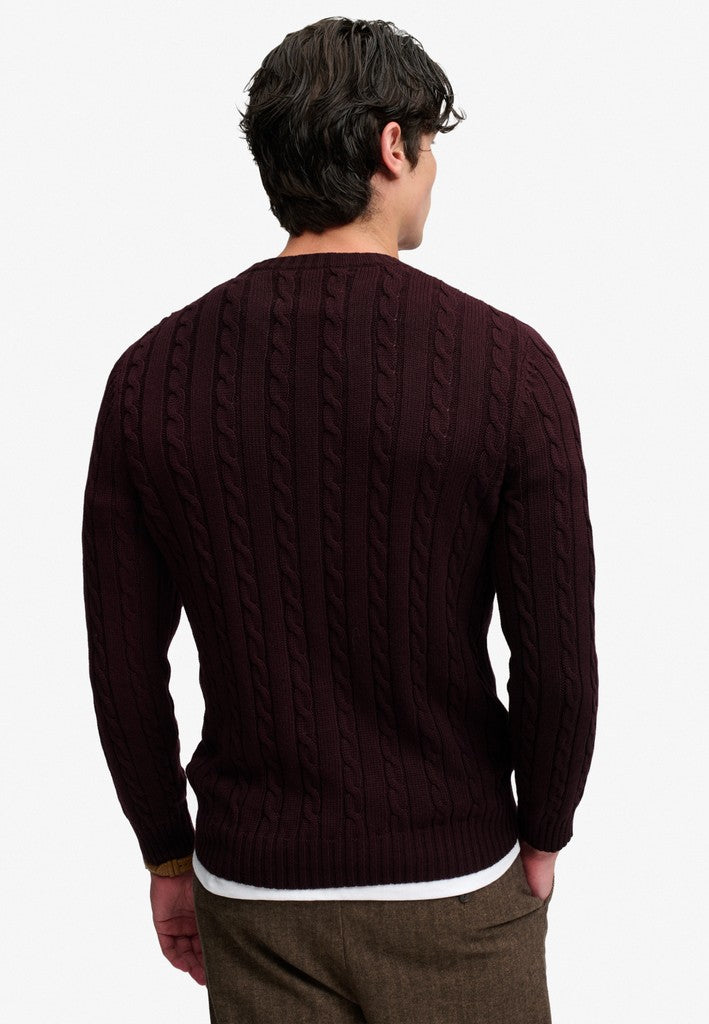 SUPERDRY COTTON CABLE CREW - PORT