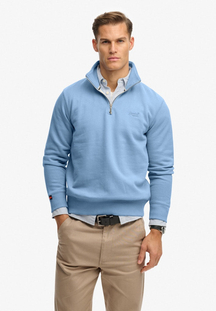 SUPERDRY ESS LOGO 1/2 ZIP - ENDLESS SKY