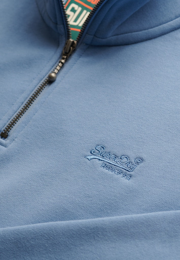 SUPERDRY ESS LOGO 1/2 ZIP - ENDLESS SKY