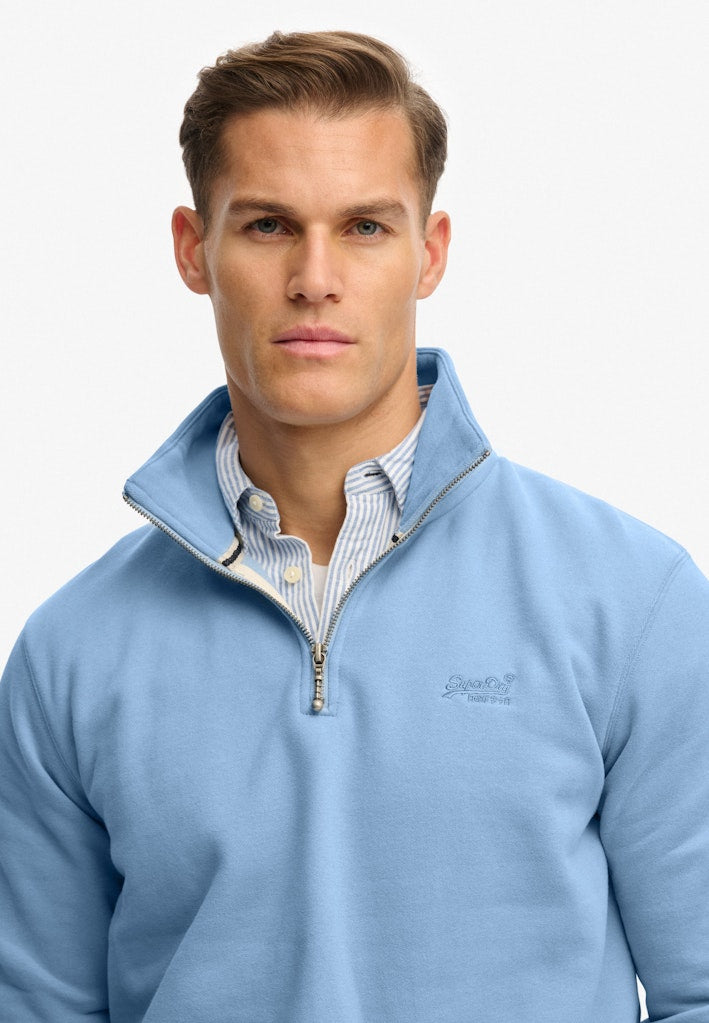 SUPERDRY ESS LOGO 1/2 ZIP - ENDLESS SKY