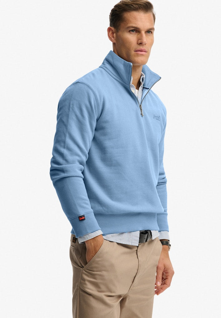 SUPERDRY ESS LOGO 1/2 ZIP - ENDLESS SKY