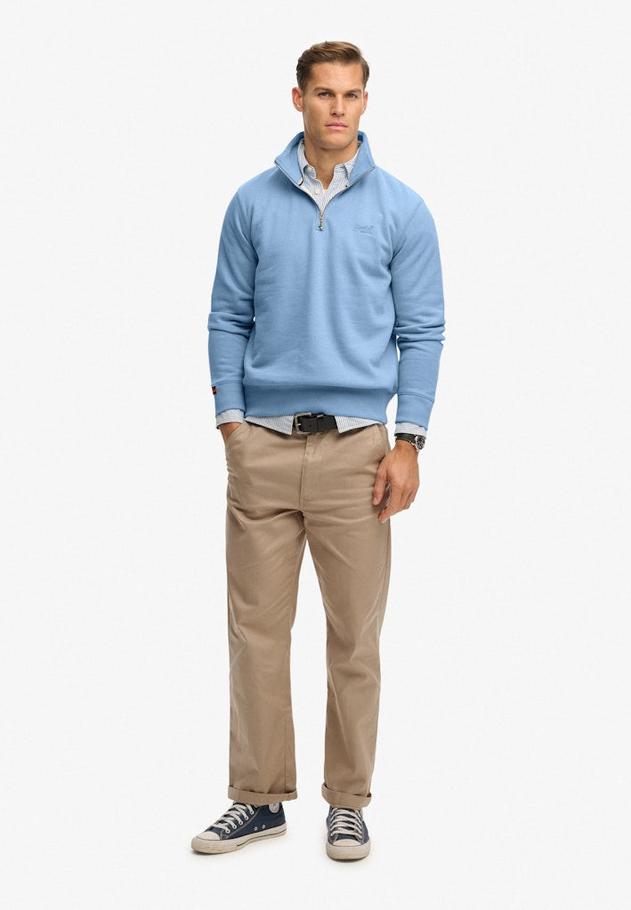 SUPERDRY ESS LOGO 1/2 ZIP - ENDLESS SKY