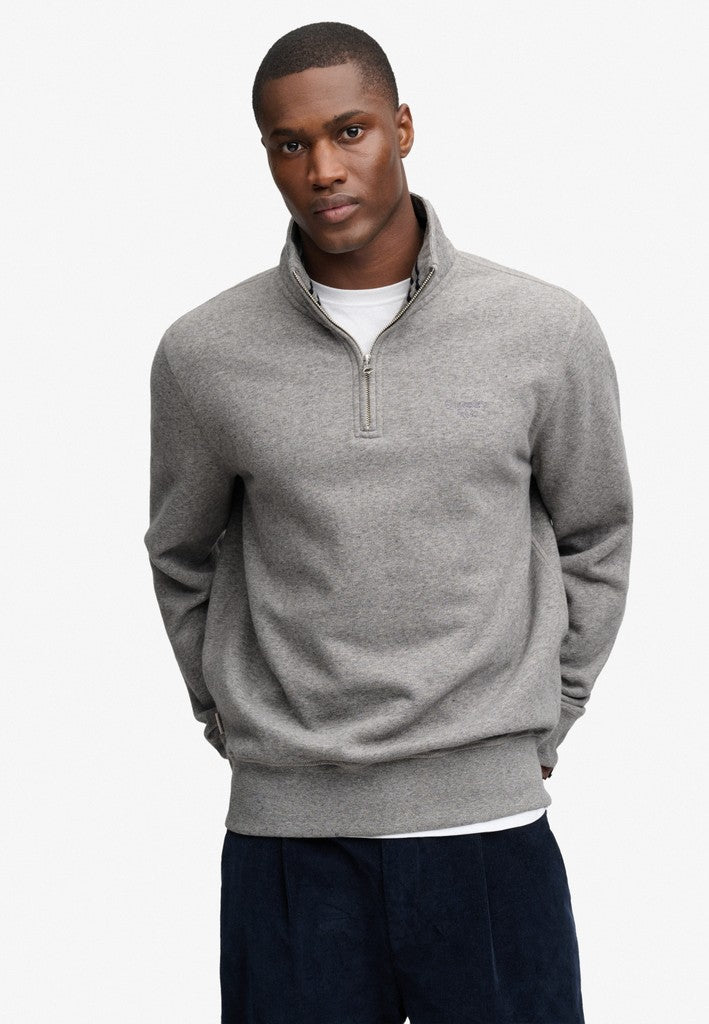 SUPERDRY ESS SERIF LOGO 1/2 ZIP - GREY