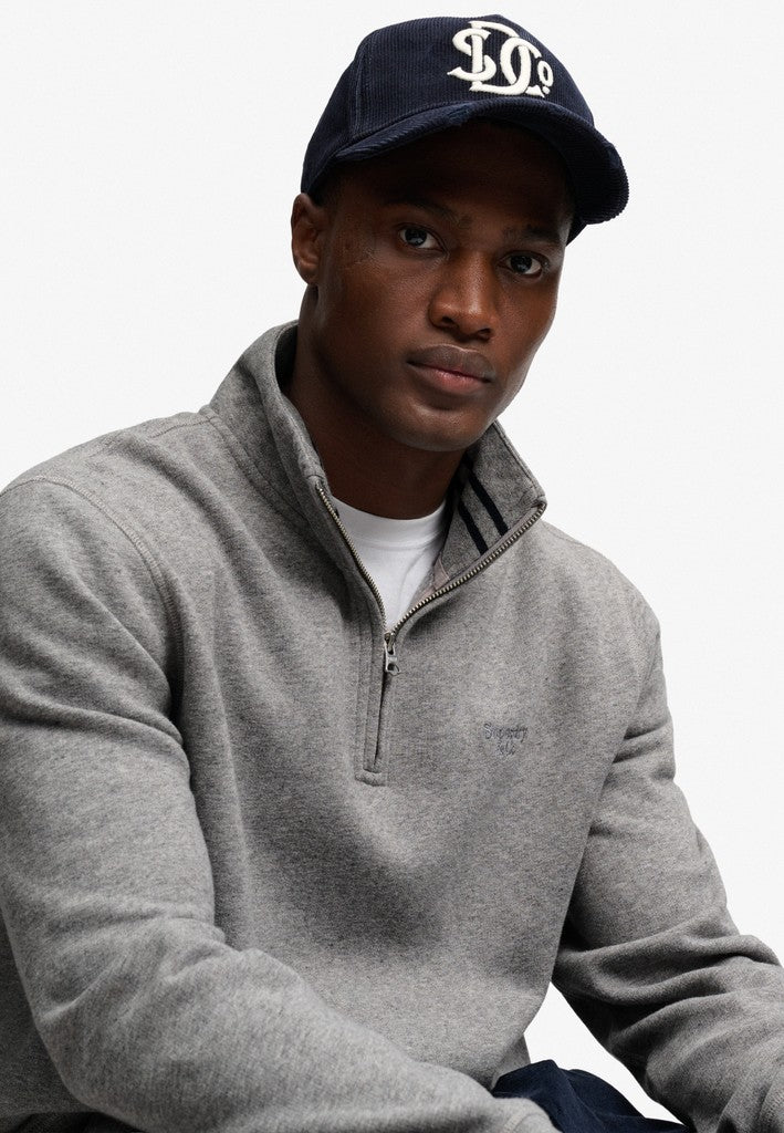 SUPERDRY ESS SERIF LOGO 1/2 ZIP - GREY