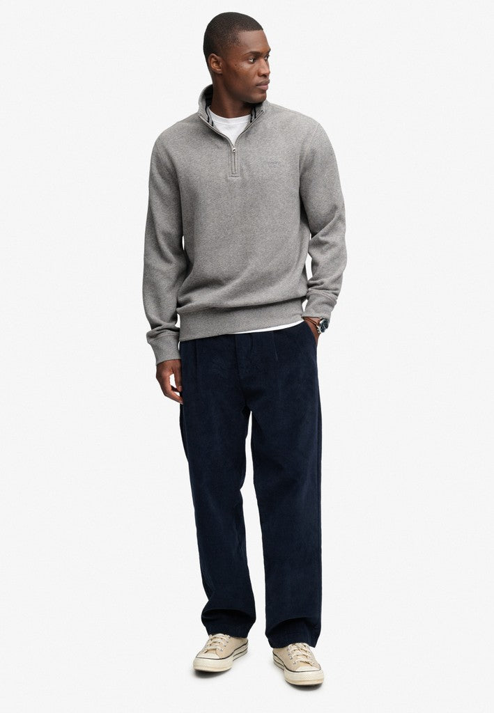SUPERDRY ESS SERIF LOGO 1/2 ZIP - GREY