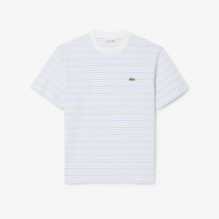 LACOSTE STRIPED COTTON TEE - BLUE/WHITE