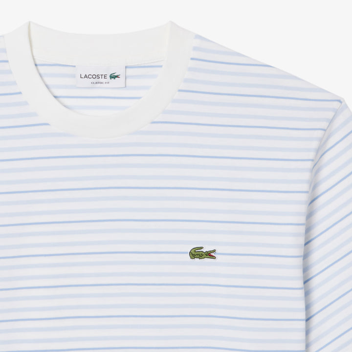 LACOSTE STRIPED COTTON TEE - BLUE/WHITE