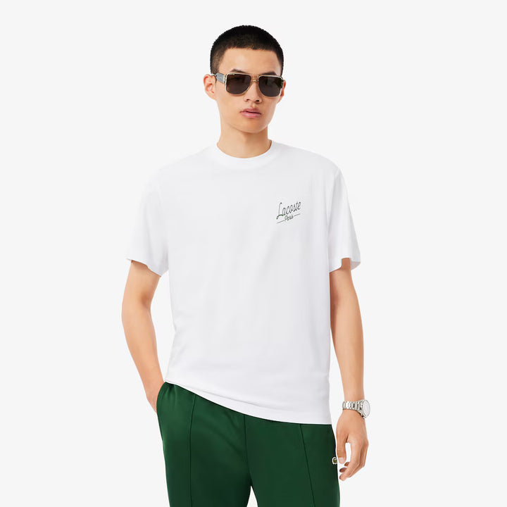 LACOSTE CLASSIC FIT PRINTED TEE - WHITE