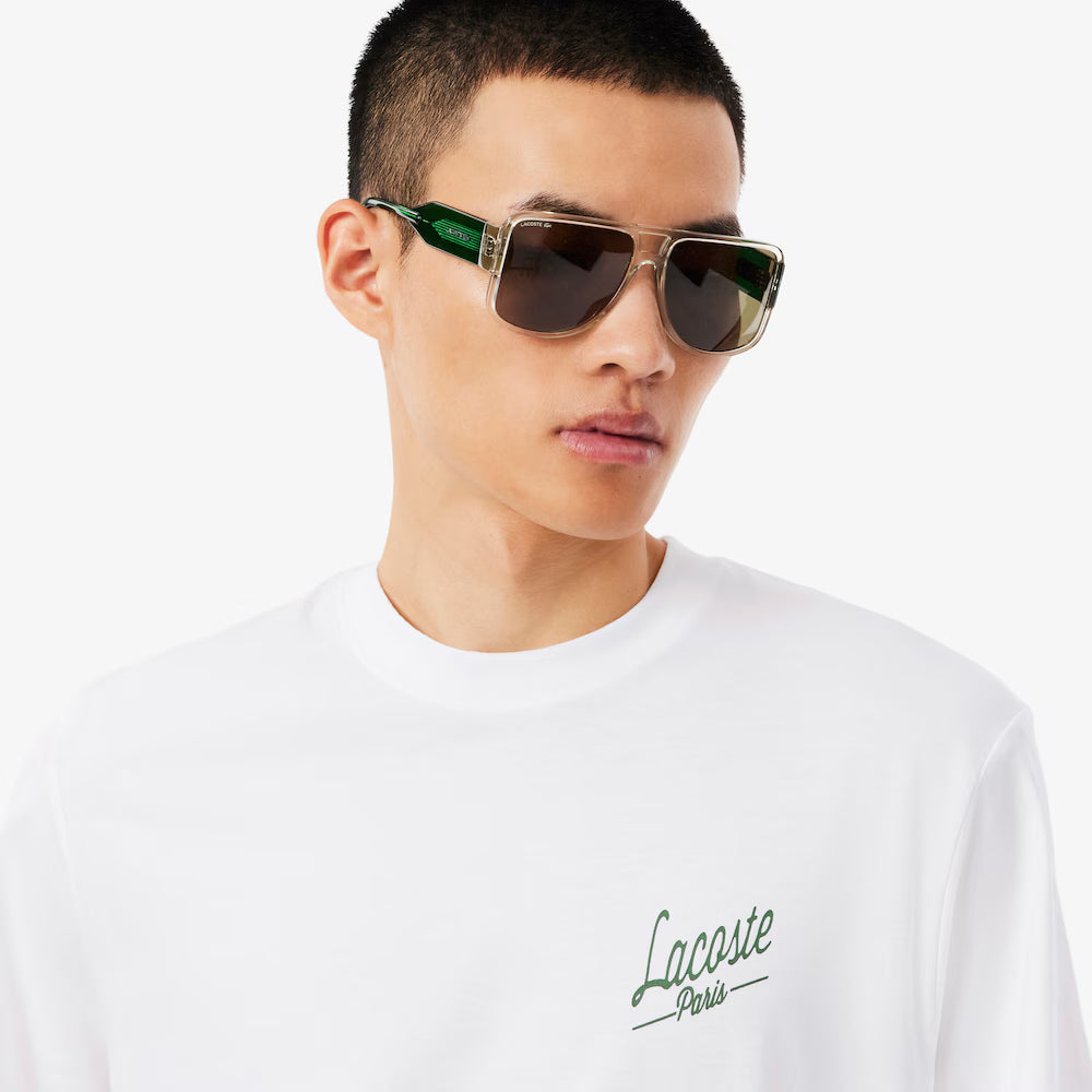 LACOSTE CLASSIC FIT PRINTED TEE - WHITE