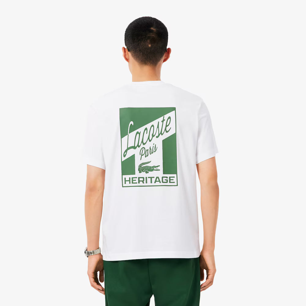 LACOSTE CLASSIC FIT PRINTED TEE - WHITE