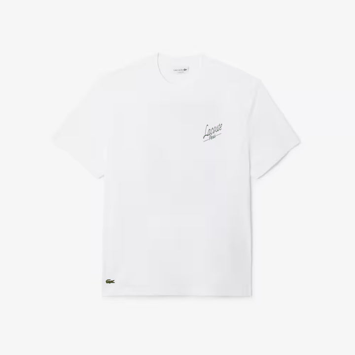 LACOSTE CLASSIC FIT PRINTED TEE - WHITE
