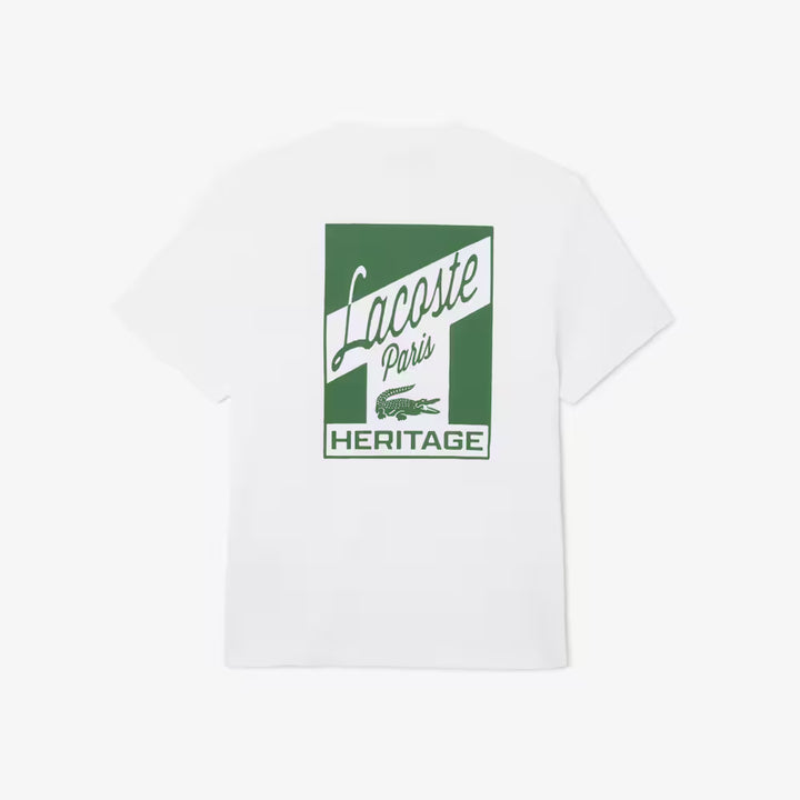 LACOSTE CLASSIC FIT PRINTED TEE - WHITE