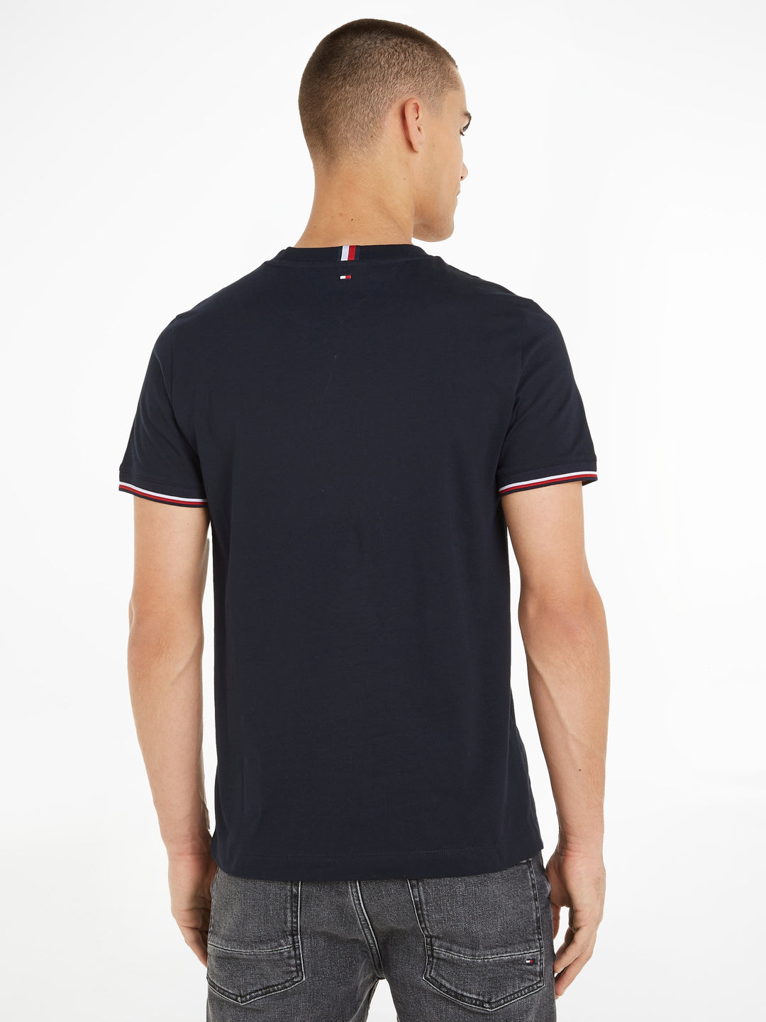 TH TOMMY LOGO TIPPED TEE - NAVY