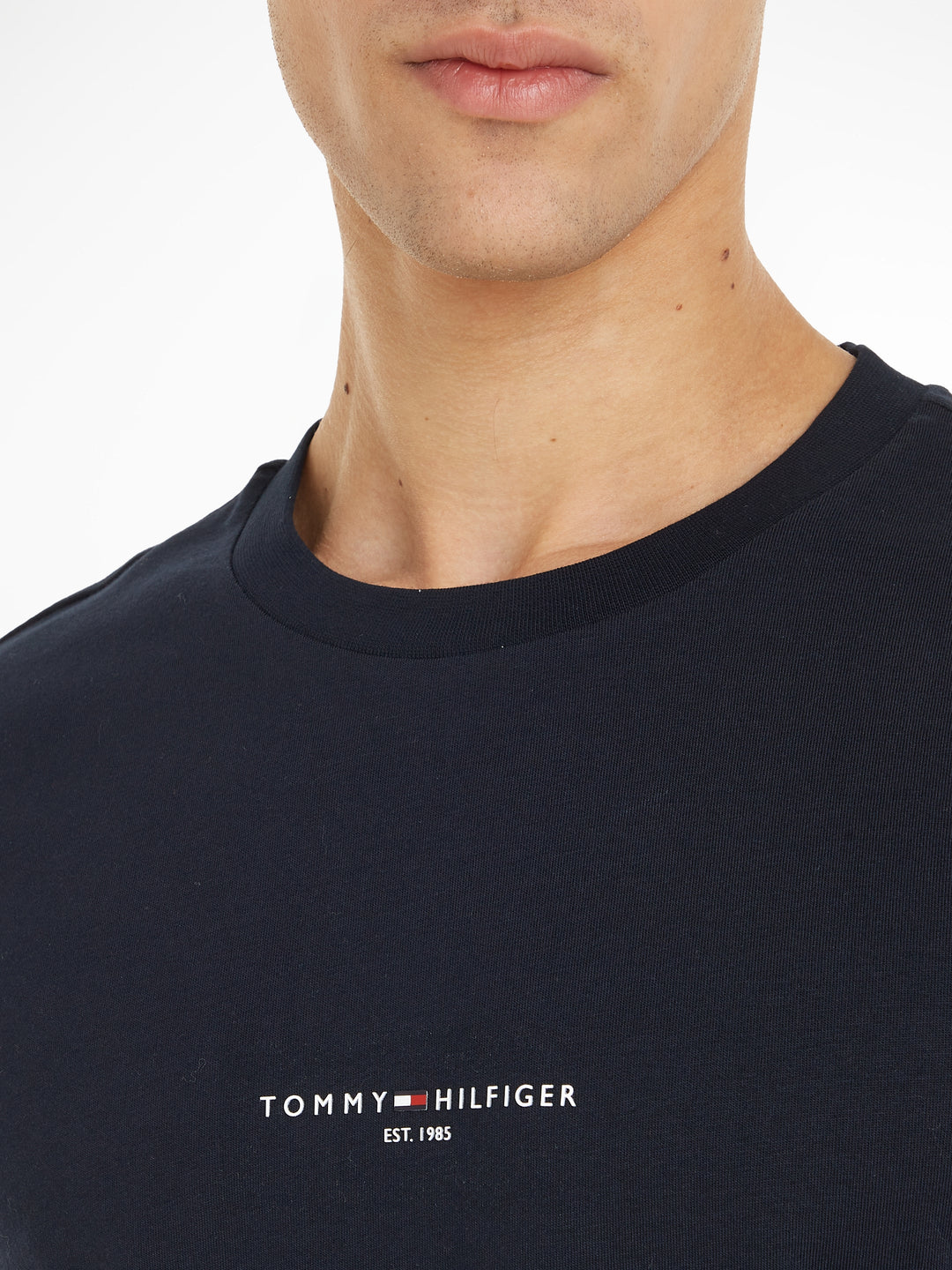 TH TOMMY LOGO TIPPED TEE - NAVY