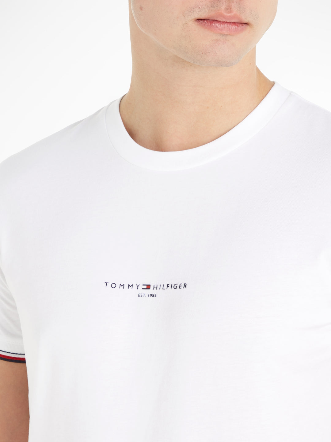 TH TOMMY LOGO TIPPED TEE – Menswear T WHITE - W