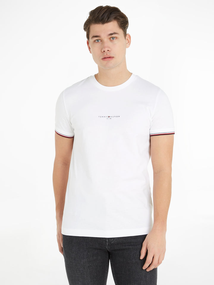 TH TOMMY LOGO TIPPED TEE - WHITE