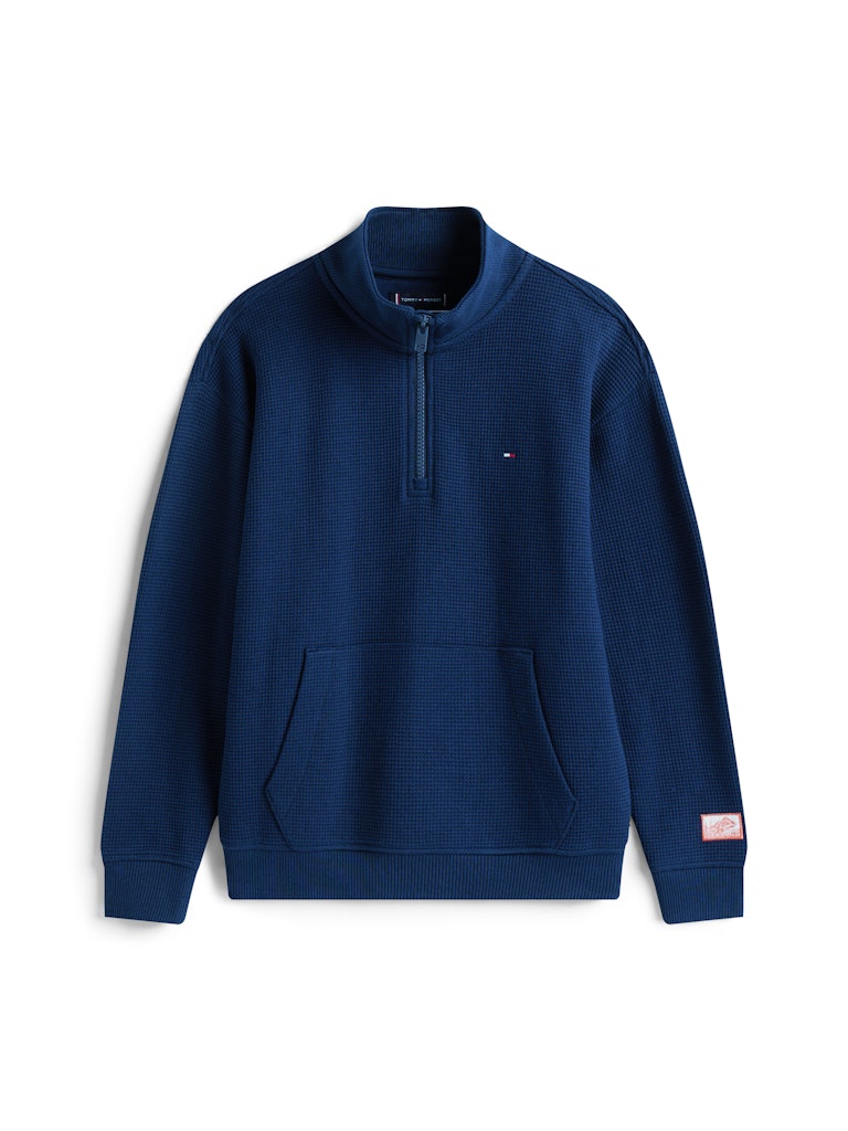 TH BOYS TEXTURE HALF ZIP SWEATSHIRT - NAVY